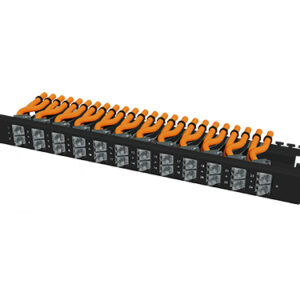 preLink® / fixLink® Winkelpanel 30° 1HE, 24 x Keystone links, schwarz