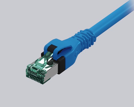 DualBoot Push-Pull Patchkabel RJ45, Kat.6A ISO/IEC, S/FTP, blau, 2.0m