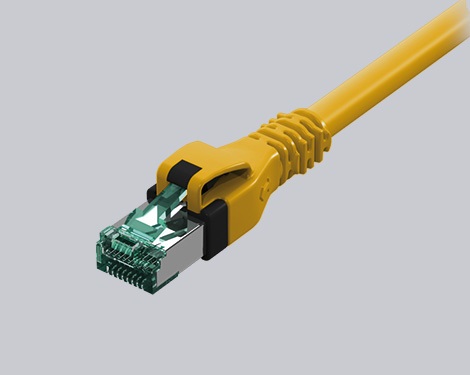 DualBoot Push-Pull Patchkabel RJ45, Kat.6A ISO/IEC, S/FTP, gelb, 1.5m