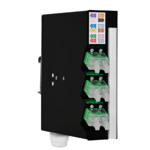 Hutschienen Box mini, Stahl, 4 x LSH / E2000®APC FBW, 9/125µm